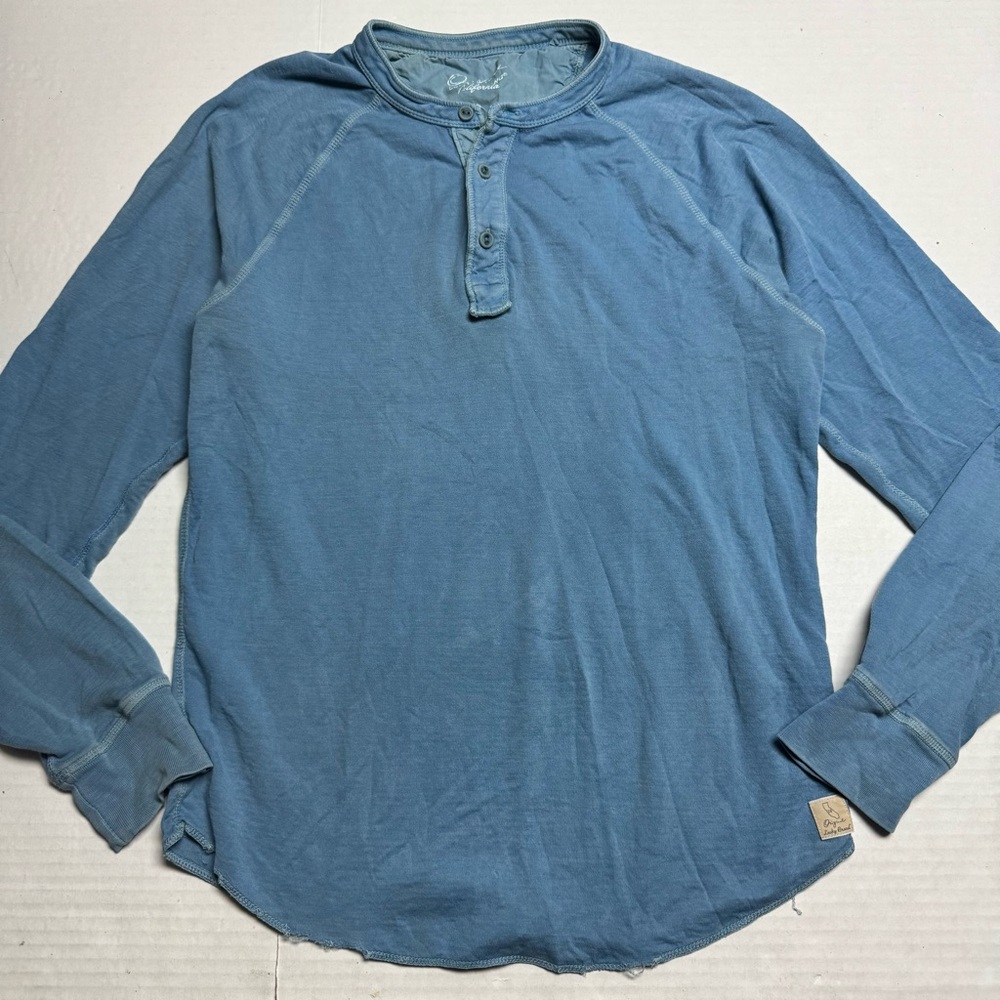 Lucky Brand California Henley Long Sleeve In Blue Size: Small